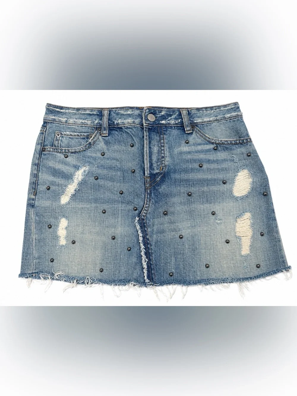 Rails Winona Studded Distressed Denim Mini Skirt Festival Glam XS/S
